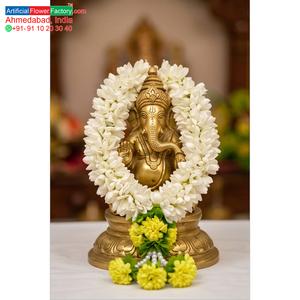 Artificial <b>White</b> Floral Garland with Yellow Flower Accents Pearl <b>Hanging</b> Mala for Wedding Festival Temple Decoration - Product Image 5