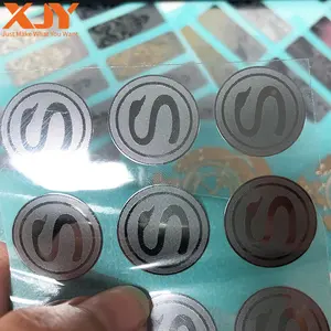 XJY Custom Printing 3d Logo Uv Transfer Decal Nickel Gold Foil Box Stickers Embossed Label Scratch Off Print Logo Sticker