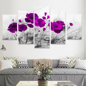 Cuadro Decorativo Moderno de 5 Piezas en Lienzo de Alta Calidad con Arte Floral para Pared - Product Image 3