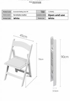 Chaise en plastique pliable, empilable, portable, style minimaliste, avec dossier blanc, pour usage extérieur, structure en PP, rembourrage en éponge