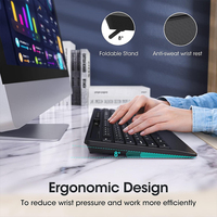 Clavier d'ordinateur de bureau personnalisé très vendu, clavier ergonomique sans fil 2,4 G USB pleine taille avec souris et support de téléphone