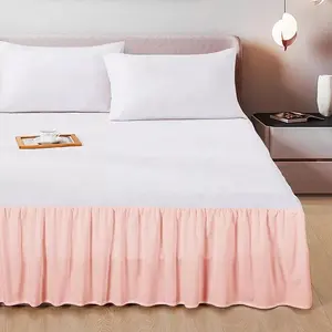 Super Fit Soft Microfiber Bed Frame Cover Bedskirt Dust Ruffles Wrap Around Ruffled Bed Skirt For Queen Bed