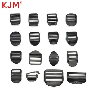 KJM Logo personalizzato cintura regolabile a colori per impieghi gravosi Pom fibbia di chiusura a scala in plastica con fibbia di regolazione da 1 pollice per borsa a zaino