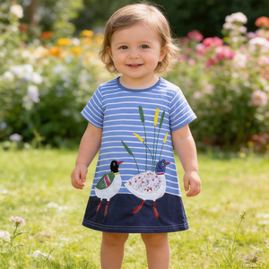 Vestiti per Bambina con Stampa Cartoon, Collo Tondo, Abbigliamento Estivo Casual, Linea A, Cotone, Manica Corta, per Bambine 1-2 Anni - Product Image 2