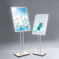 Stand Display Menu Persegi Panjang untuk Pusat Perbelanjaan, Poster Bercahaya Bertenaga LED, Kotak Mobile Berdiri Lantai dengan Grafik Tarik-Ulur Ultra-tipis