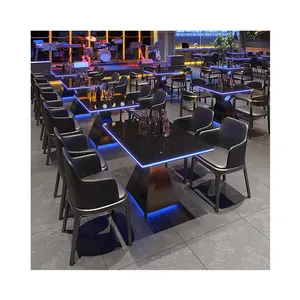 लाइट टेबल और कुर्सियों के साथ पार्टी सोफा टेबल सेट, सस्ते बिक्री संपर्क ग्राहक सेवा अनुकूलित टेबल और कुर्सियाँ बार