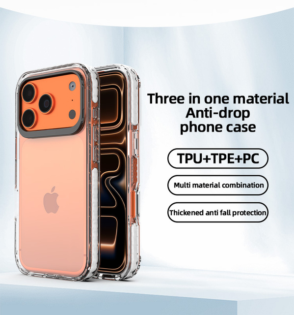 Transparent Shockproof TPE+TPU+PC Phone Case for iPhone 11/12/13/14/15/16/17 Pro Max with Solid Color Star Geometric Design