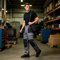 Pantalon travail multi-poches robuste OEM personnalisé genoux renforcés, pantalon cargo taille élastique chantier
