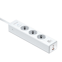 Multiprise de bureau universelle 65W à charge rapide multifonctionnelle 3 prises AC 2 ports USB-A + 1 port USB-C Normes US/UK/EU