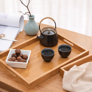 Solid Coffee Kitchen Trays <b>Set</b> Reusable Wooden <b>Serving</b> Tray With Handles - Product Image 3