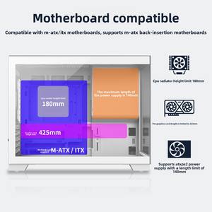 Boîtier compact XERON C33 Sea View M-ATX avec design à branchement arrière, panneau latéral panoramique sans colonne en verre transparent, fixation rapide pour PC de jeu - Product Image 3