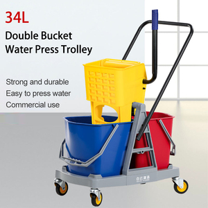 34L nhựa thương mại lau kép xô với Side Báo Chí vắt khách sạn Hội thảo sàn công cụ làm sạch janitor giỏ hàng - Product Image 3