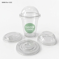 Offre Spéciale – Gobelet jetable transparent en PET de 98 mm, 12 oz, pour thé aux perles, café glacé, jus, avec couvercles plats ou bombés, logo personnalisé, vente en gros