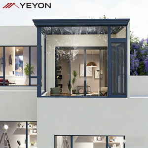 Moderna Terraza Acristalada con Marco <span class=keywords><strong>de</strong></span> Aluminio, Ventanas Abatibles <span class=keywords><strong>de</strong></span> Vidrio Templado Doble Low-E, Diseño Poligonal para Dormitorio, Uso en Todo Tipo <span class=keywords><strong>de</strong></span> Clima - Product Image 1