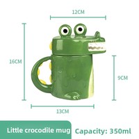 Tasse Crocodile de haute valeur avec jolie fille dessin animé grande capacité tasse à boire en céramique drôle fête avec couvercle