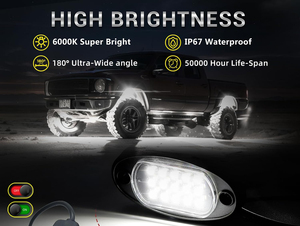 16 pods d'éclairage LED blanc pur pour roches avec faisceau de câblage, interrupteur de coupure d'alimentation, éclairage sous châssis 6000K, 12V 36W, étanche pour camions et VTT - Product Image 3