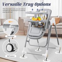 Chaise haute bébé portable pliable en acier inoxydable blanc vintage, sécurisée pour une utilisation en extérieur ou dans le salon, avec table haute pour bébé incluse