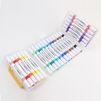 Vente en gros de stylos marqueurs acryliques à pinceau 24 couleurs à double pointe Marqueur d'art en plastique pour dessin, peinture et graffiti