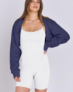 Moda multicolor Y2K Crop Top chaqueta deportiva <span class=keywords><strong>de</strong></span> punto para entrenamiento gimnasio Yoga mujer logotipo personalizado sólido Casual Lounge sudadera - Product Image 1