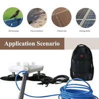Brosse de nettoyage de panneaux solaires à tête unique avec nettoyage à sec/à l'eau, 200 tr/min, alimentation électrique AC/DC, tige télescopique de 7,5 m