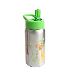 Bouteille d'eau isotherme en acier inoxydable 18/8 de 500 ml pour enfants avec bouchon à clapet, gourde scolaire à paroi simple pour enfants, motif personnalisé - Product Image 3