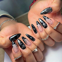 Uñas Postizas 3D de ABS, 30 Piezas, Estilo Francés, con Brillantes y Degradado de Color, Venta al Por Mayor, OEM, ODM, Novedad 2026