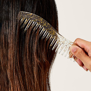 Hair Comb Large Tooth Transparent Glitter Plastic Anti Static For Long Hair <b>Styling</b> Smoothing Flat <b>Head</b> Comb - Product Image 4