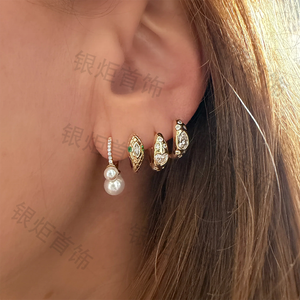LOZRUNVE Orecchini a Cerchio in Argento 925, Gioielli Indiani all'Ingrosso, Design Minimalista con Motivo a Serpente - Product Image 2