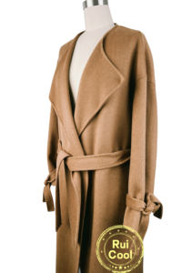 Cappotto da donna elegante in lana Cashmere invernale caldo lungo doppiopetto nei colori rosso verde cammello per abbigliamento formale - Product Image 2