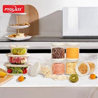 PYGLASS – Lot de 6 bocaux de conservation alimentaire en verre pour bébé, style moderne, écologiques, qualité alimentaire, sans BPA, avec couvercle, pour la rentrée scolaire, compatibles micro-ondes, pour noix