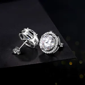 Fine Jewelry D Color VVS 9mm 3ct Moissanite Studs Earrings 18K Gold Plated 925 Sterling Silver Fancy Gift For Her High Quality