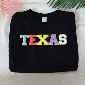In Stock Wholesale TEXAS Letter State Gold Letters Iron On Chenille Patches