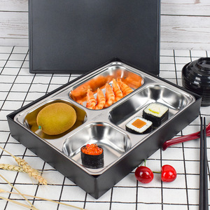 Fiambrera de acero inoxidable 304 con 5 compartimentos, tapas, caja de comida de negocios japonesa, restaurante con múltiples compartimentos, almuerzo con compartimento profundo - Product Image 2