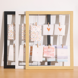 Cadres <span class=keywords><strong>photo</strong></span> en papier pour bricolage en bois massif <span class=keywords><strong>avec</strong></span> clip en <span class=keywords><strong>corde</strong></span> de chanvre Décoration murale suspendue colorée pour la maison pour l'affichage de photos - Product Image 6