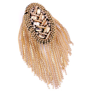 Nouveau Design Strass Clouté Insigne Vêtements Vêtement Accessoires De Luxe Gland Strass Insigne D'épaule - Product Image 5