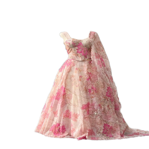 VASTRA COTTAGE Traditional Pure Organza Digital Printed <b>Women's</b> <b>Kurta</b> / Kurti Corset Embroidered Padded Blouse Sequence Work - Product Image 1