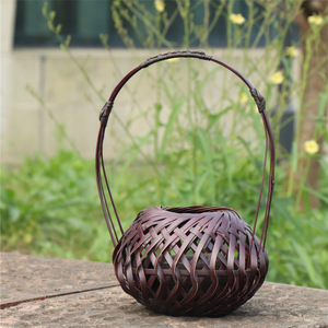 Bamboo Woven Flower Basket Chinese Style Handmade Ornamental Decorative Vase For Garden Home Decoration - Product Image 2