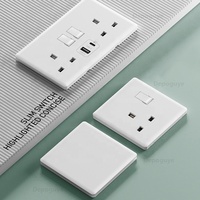 Prise murale électrique ultra-mince 1/2/3/4 voies en PC blanc pour Royaume-Uni et Malte, avec prises USB Type C intelligentes 18W à charge rapide et prise secteur murale 13A