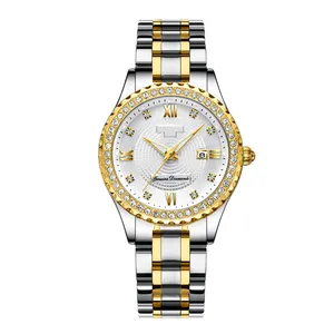 Jam tangan berlian wanita, arloji mewah kustom Bling sepenuhnya es