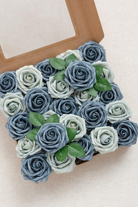 Fleurs Artificielles Comb 25PCS Rosas azules polvorientas realistas con tallo para ramos <span class=keywords><strong>de</strong></span> boda Centros <span class=keywords><strong>de</strong></span> mesa Arreglos florales Decoración - Product Image 5