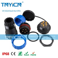 Haute qualité mâle femelle écrou arrière IP68 montage sur panneau SD28 5Pin câble électrique circulaire basse tension connecteur étanche
