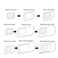 Adaptador de tarjeta Nano SIM 4 en 1 Adaptador micro SIM con paquete minorista de llave de expulsión de PIN para iPhone 5/6/6S/Samsung