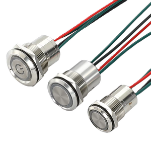 Interrupteur à bouton en métal de 16mm, courant élevé avec voyant lumineux, bouton de commutation étanche extérieur - Product Image 1