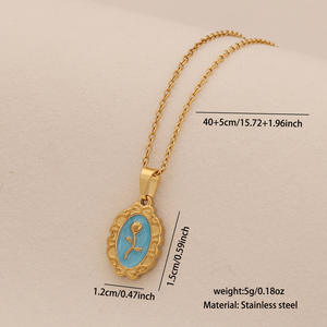 Moda yeni mevsimsel renk şeması güneş çiçek kolye kolye, buğday kulak yıldız ay paslanmaz çelik kolye toptan - Product Image 6