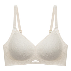Soutien-gorge d'été sans couture de haute qualité pour femme, léger, respirant, tricoté, sans armatures, uni, bonnet 3/4, anti-affaissement, en dentelle, pour petites poitrines - Product Image 1
