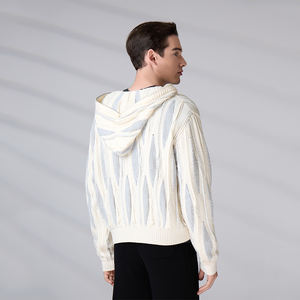 Fabricante de prendas de punto, chaquetas con capucha y cremallera personalizadas para otoño e invierno, tops casuales para exteriores, cárdigan de punto para hombre - Product Image 5