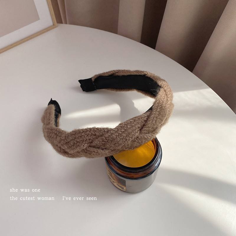 ที่คาดผมถักไหมพรม6สีสีกาแฟ