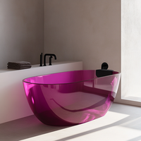 Fournisseur professionnel de baignoires sur mesure en résine transparente pure pour hôtels de luxe et complexes hôteliers – Baignoire autoportante transparente