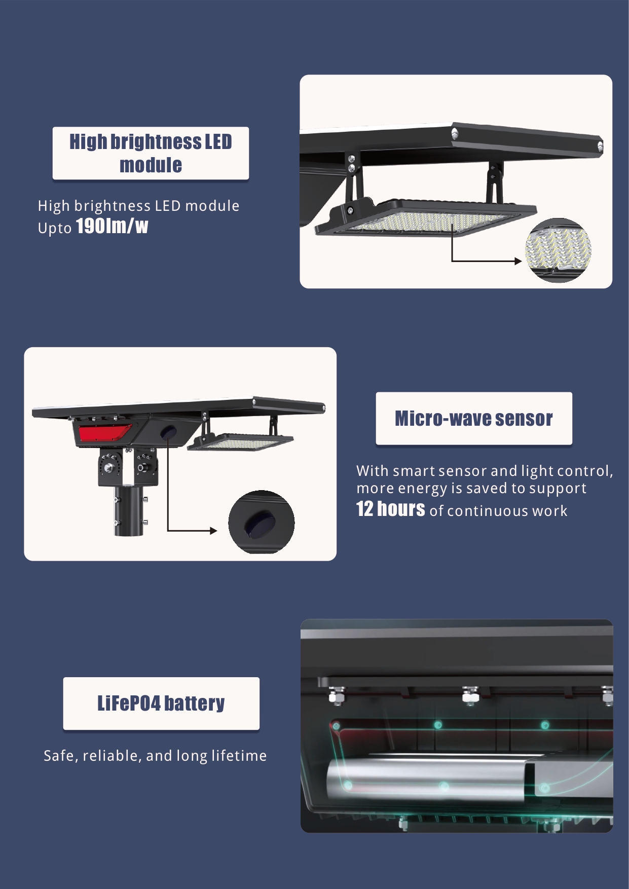 High Quality Solar Light Waterproof 30w 40w 60w 90w 100w 120w Outdoor Aluminum Road Solar LED Street Lights