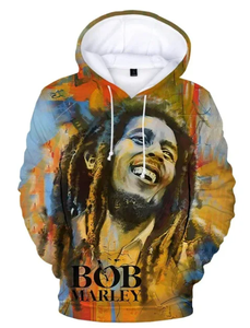 Felpa con Cappuccio Unisex Bob Marley con Stampa Integrale, Moda Hip Hop <span class=keywords><strong>Rock</strong></span>, Felpa Pesante con Stampa in Rilievo - Product Image 4